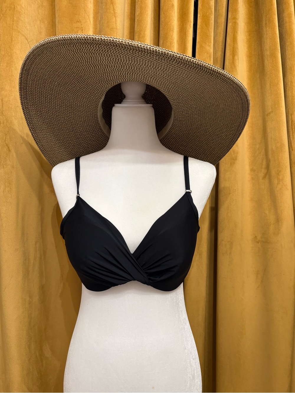 Calvin Klein Black Bikini Strap with Silver Logo Accent